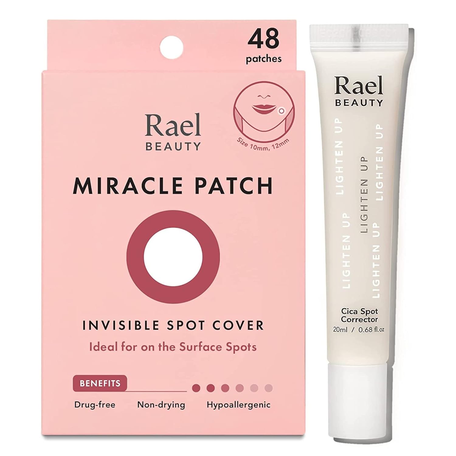 Rael Bundle - Invisible Spot Cover (48 Count) & Cica Spot Corrector Cream (0.68Oz, 20Ml)