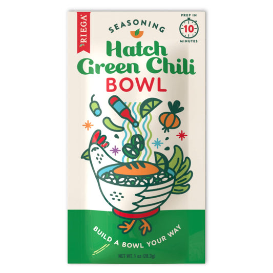 Riega Hatch Green Chili Bowl Seasoning, Authentic Hatch Green Chili Pepper Flavor to Enhance any Chili, Salad or Rice Bowl, 1 Ounce (Pack of 8)