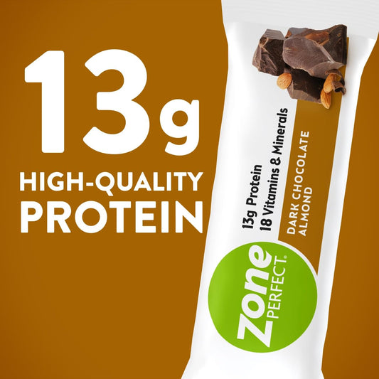 Zoneperfect Protein Bars | 13G Protein | 18 Vitamins & Minerals | Nutritious Snack Bar | Dark Chocolate Almond | 4 Count (Pack Of 5) | 20 Bars