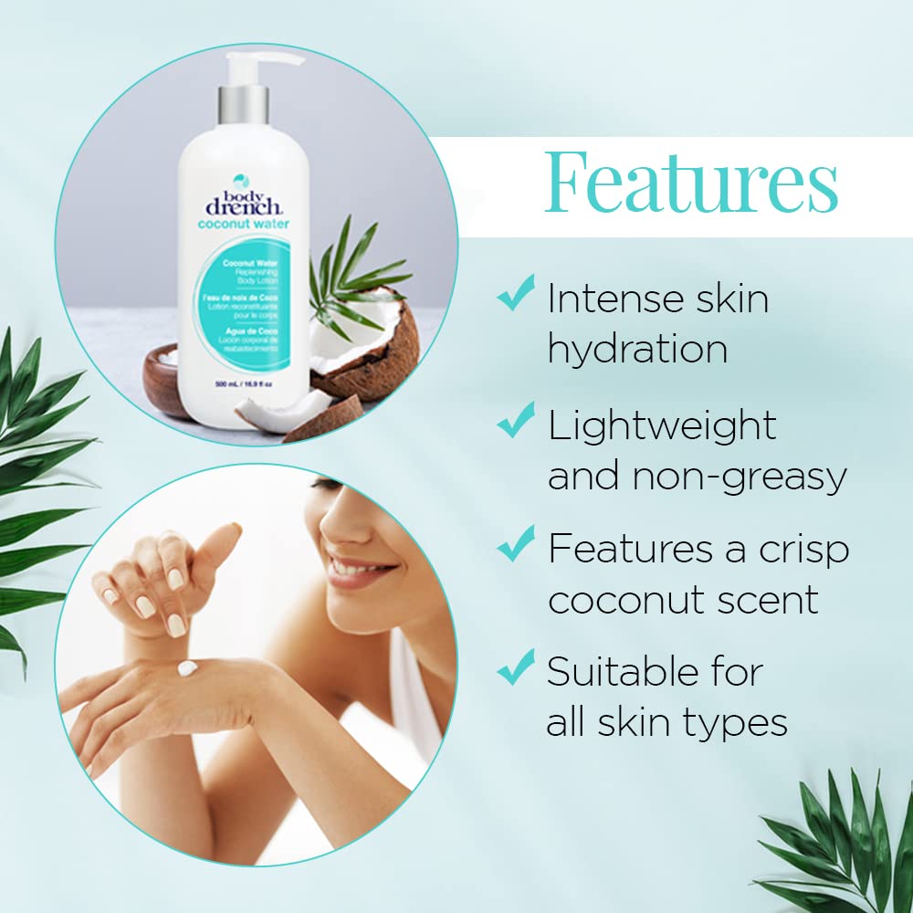 Body Drench Body Lotion For Women, Coconut Water – Hydrating Coconut Lotion For Dry Skin, Moisturizer Skin Care, 16.9 Fl Oz : Beauty & Personal Care