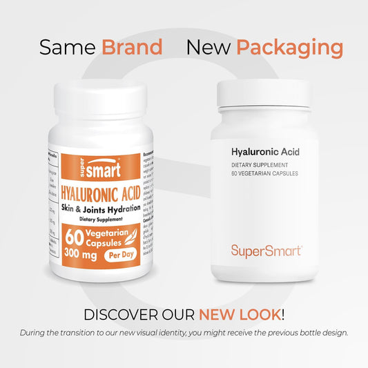Supersmart - Hyaluronic Acid 300 Mg Per Day - High Molecular Weight Sodium Hyaluronate (1.2 Million Daltons) - Supports Healthy Joints & Skin | Non-Gmo & Gluten Free - 60 Vegetarian Capsules