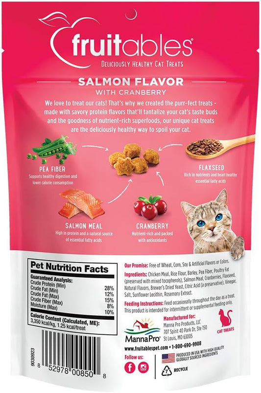 Fruitables Cat Treats – Crunchy Treats For Cats – Healthy Low Calorie Treats Packed With Protein – Free Of Wheat, Corn And Soy – Made With Real Salmon With Cranberry – 2.5 Ounces