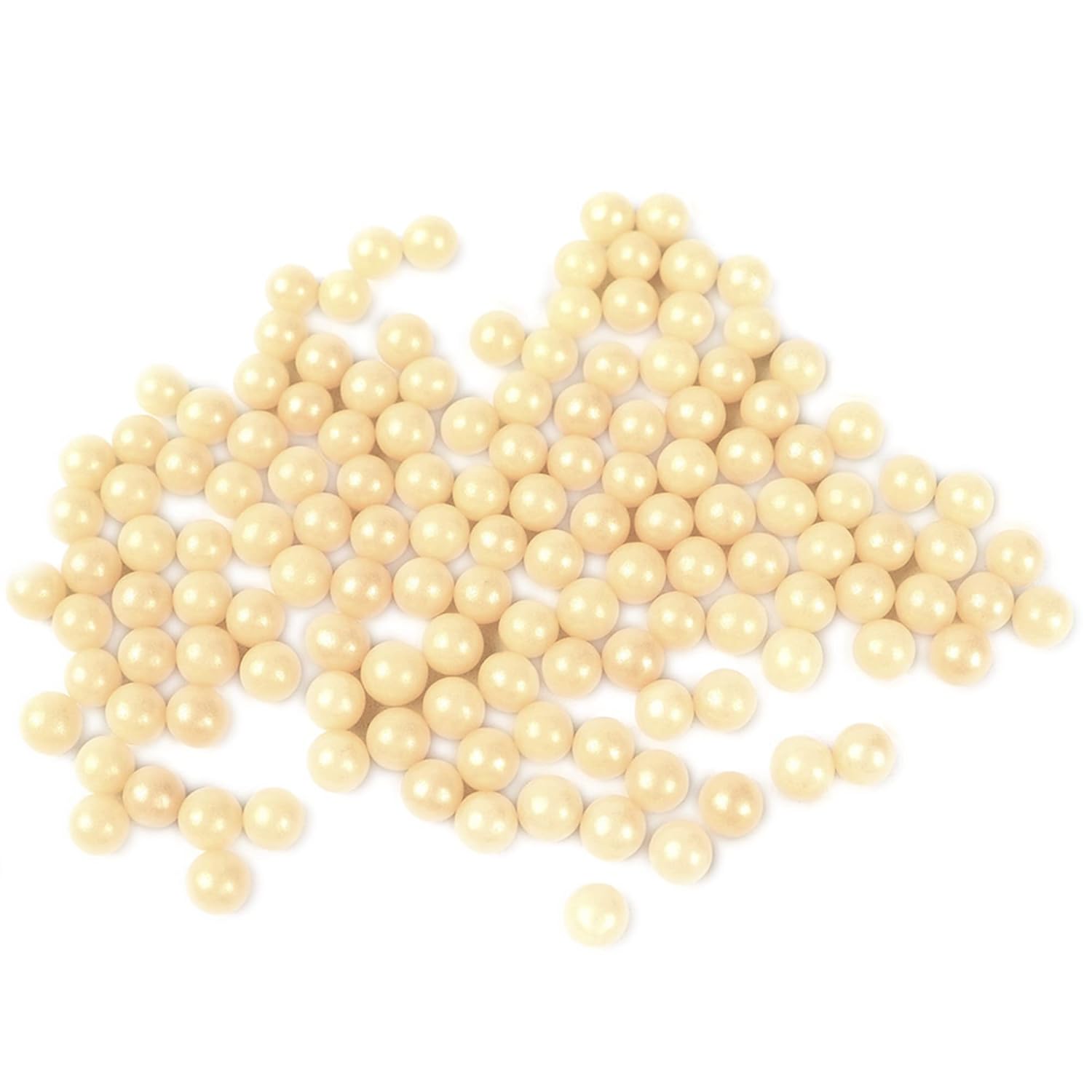 O'Creme Ivory Edible Sugar Pearls Cake Decorating Supplies For Bakers: Cookie, Cupcake & Icing Toppings, Beads Sprinkles For Baking, Certified, Candy Sugar Ball Accents (6Mm, 32 Oz)