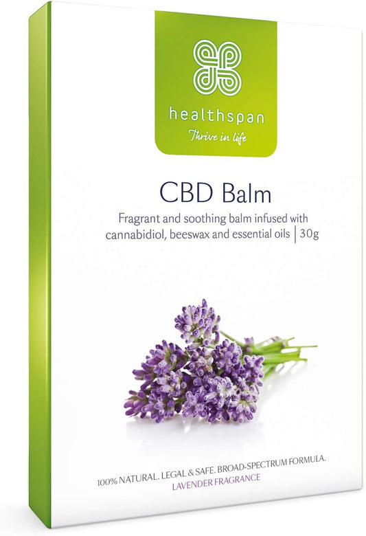 Healthspan Cbd Balm 30G Infused With 180Mg Cannabidiol Essential Oils, Cream, Aromatic Chamomile And Relaxing Lavender, 30 Gram