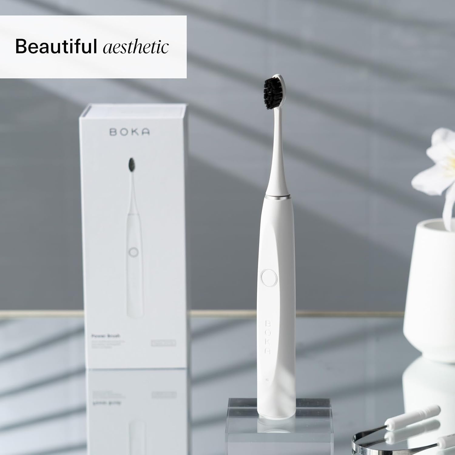 Boka 2.0 Electric Toothbrush for Adults w/ 2 Heads - Rechargeable Sonic Powered Tooth Brush - Charcoal Activated Bristles for Deep Cleaning - Dentist Recommended Oral Care - Charging Base w/Micro USB : Health & Household