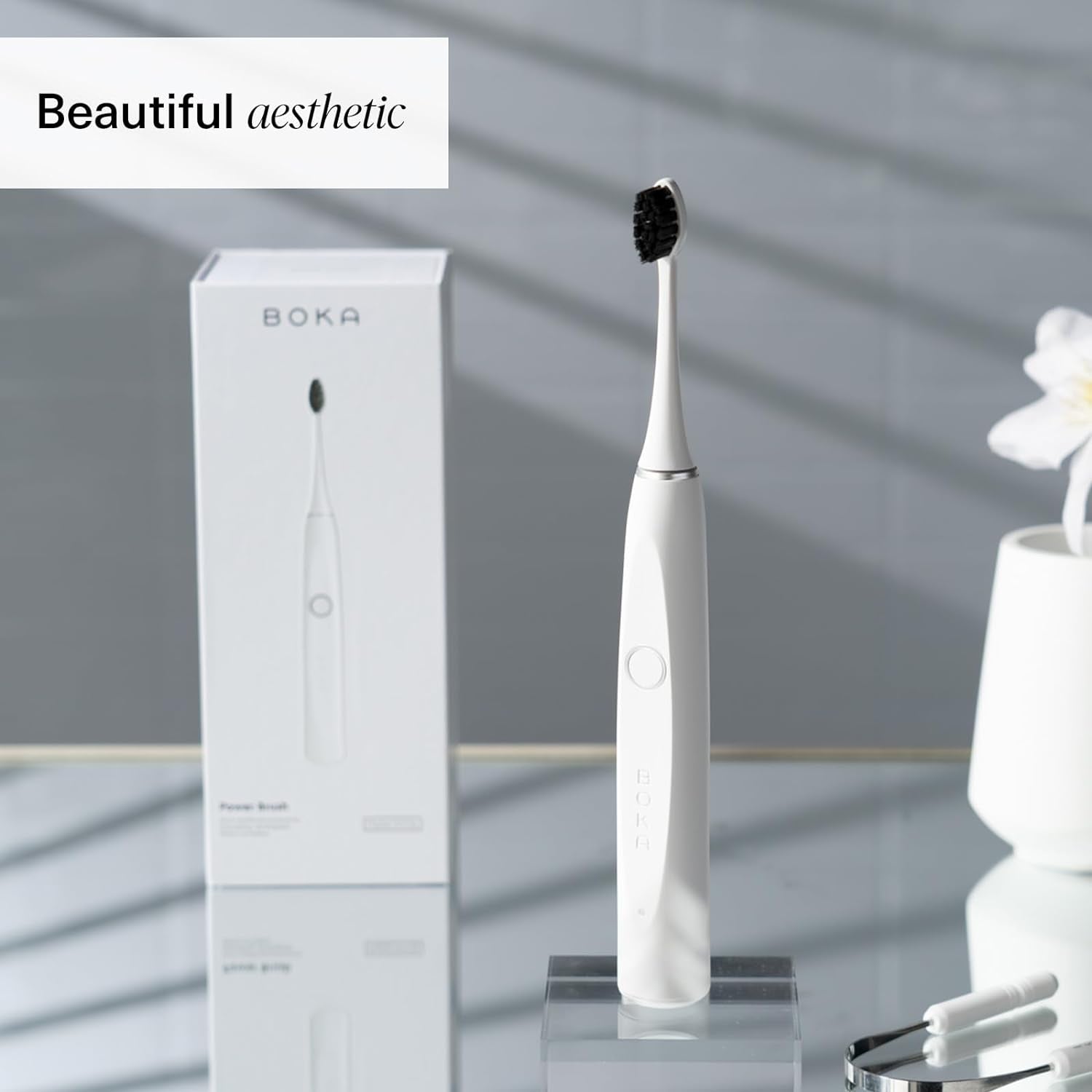 Boka Electric Toothbrush for Adults w/ 2 Heads - Rechargeable Sonic Powered Tooth Brush - Charcoal Activated Bristles for Deep Cleaning - Dentist Recommended Oral Care - Charging Base w/Micro USB : Health & Household