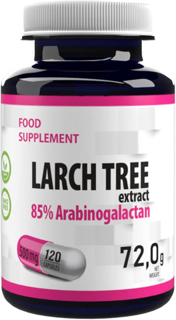 Arabinogalactan (Larch Tree Extract) 500mg 120 Vegan Capsules, 3rd Party lab Tested, High Strength Supplement, Gluten and GMO Free