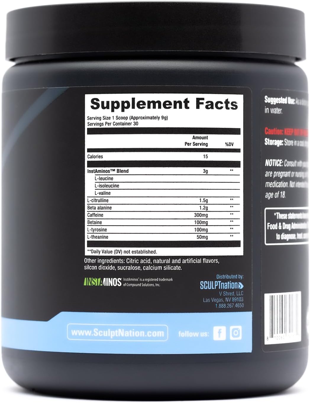 Sculpt Nation by V Shred PreWorkout - Premium Pre Workout Powder with Amino Acids for Ultimate Performance, Endurance, and Energy Support, Blue Raspberry - 30 Servings : Health & Household