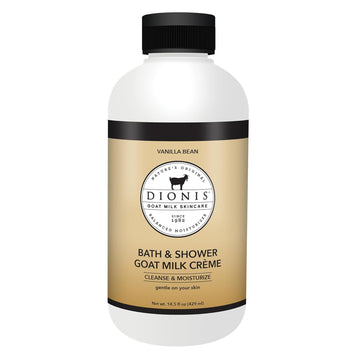 Dionis Goat Milk Skincare Vanilla Bean Bath Soap & Liquid Shower Crème, Skin Moisturizer & Hydrating Body Wash Made In The Usa, Cruelty Free Shower Gel For Sensitive Skin, 14.5 Oz Bottle