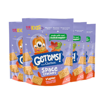 Get'Ems! From Gerber Maple Space Crackers, Kids Snack Made With Real Veggies & Fruits, Iron & Vitamin E - 4 Pack