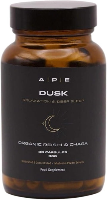 Ape Nutrition Organic Reishi & Chaga Mushroom Blend Capsules - Certified Organic, Improved Sleep & Relaxation, Improved Recovery, Uk Mushroom Supplements, Non Gmo, 100% Pure No Filler