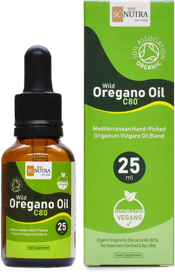 Wild Oregano Oil C80 Soil Association Certified Organic - High Strength 80% Carvacrol - Origanum Vulgare Oil | 25ml / 0.85 Fl oz