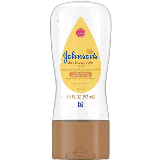 Johnsons Baby Oil Gel Shea & Cocoa Butter 6.5 Ounce (192ml) (3 Pack)