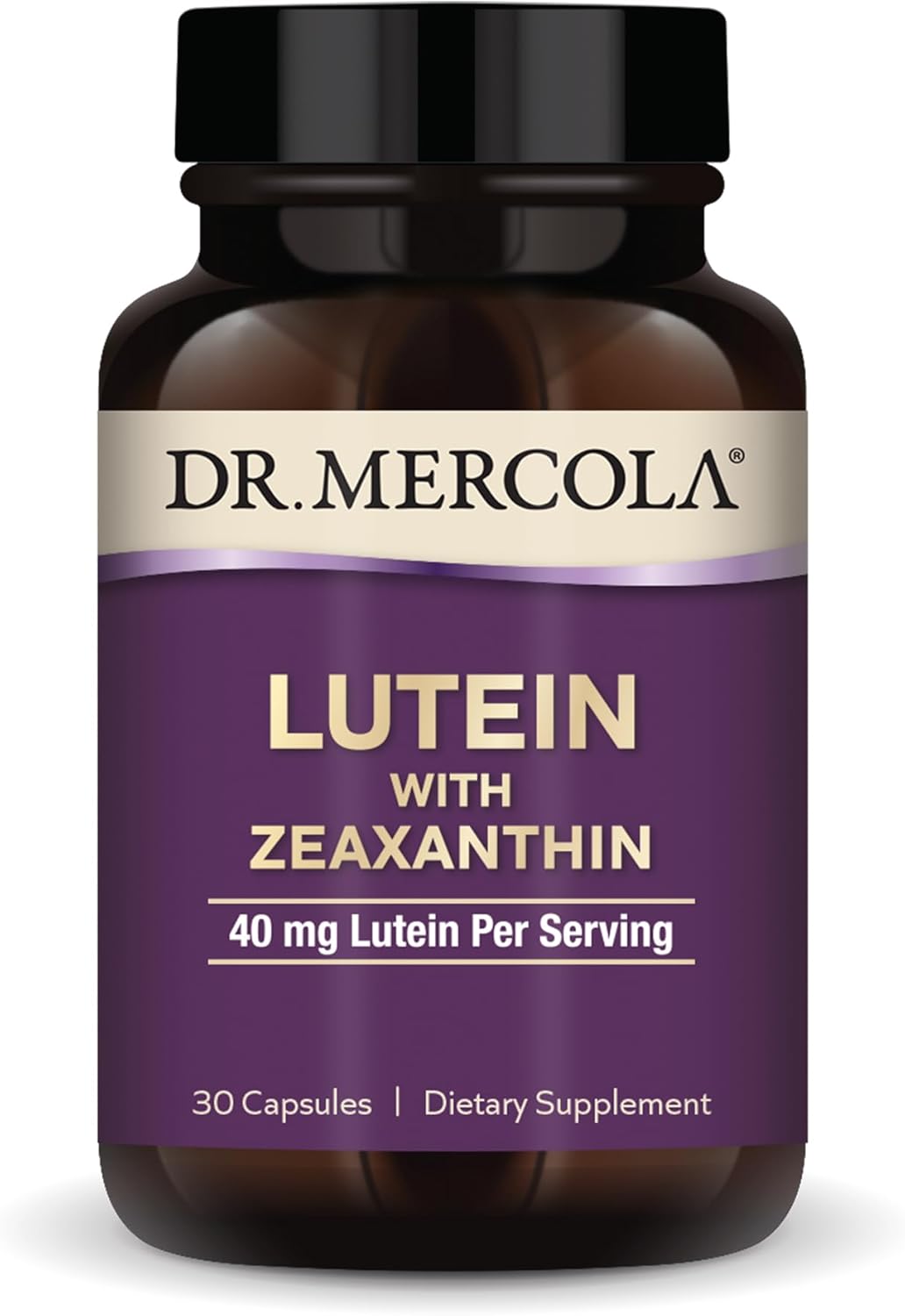 Dr. Mercola Lutein With Zeaxanthin, 30 Servings (30 Capsules), 40 Mg Lutein Per Serving, Dietary Supplement, Supports Vision Health And Cognitive Function, Non-Gmo