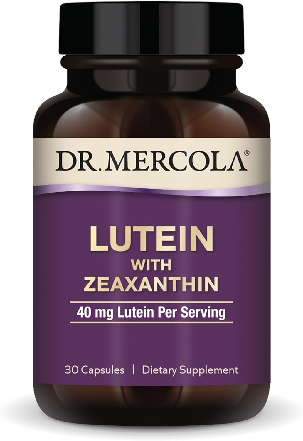 Dr. Mercola Lutein with Zeaxanthin, 30 Servings (30 Capsules), 40 mg Lutein Per Serving, Dietary Supplement, Supports Vision Health and Cognitive Function, Non-GMO