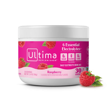 Ultima Replenisher Daily Electrolyte Drink Mix – Raspberry, 30 Servings – Hydration Powder With 6 Electrolytes & Trace Minerals – Keto Friendly, Vegan, Non-Gmo & Sugar-Free Electrolyte Powder