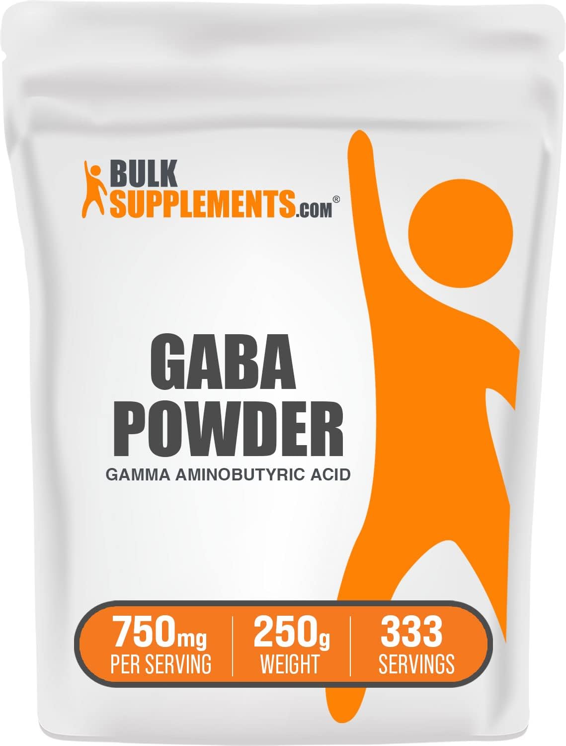 BulkSupplements.com GABA Powder - Gamma Aminobutyric Acid, GABA Supplement, GABA 750mg - Amino Acid Supplement, Gluten Free, 750mg per Serving, 250g (8.8 oz) (Pack of 1)