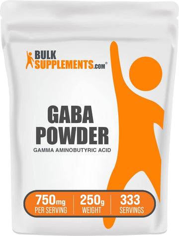 BulkSupplements.com GABA Powder - Gamma Aminobutyric Acid, GABA Supplement, GABA 750mg - Amino Acid Supplement, Gluten Free, 750mg per Serving, 250g (8.8 oz) (Pack of 1)