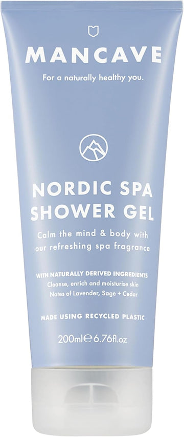 Mancave Nordic Spa Shower Gel For Men, Vegan Mens Shower Gel With Natural Ingredients, Calming Lavender, Earthy Sage & Warm Cedar, Cruelty-Free Body Wash, Eco-Conscious & Recycled Packaging, 200 Ml