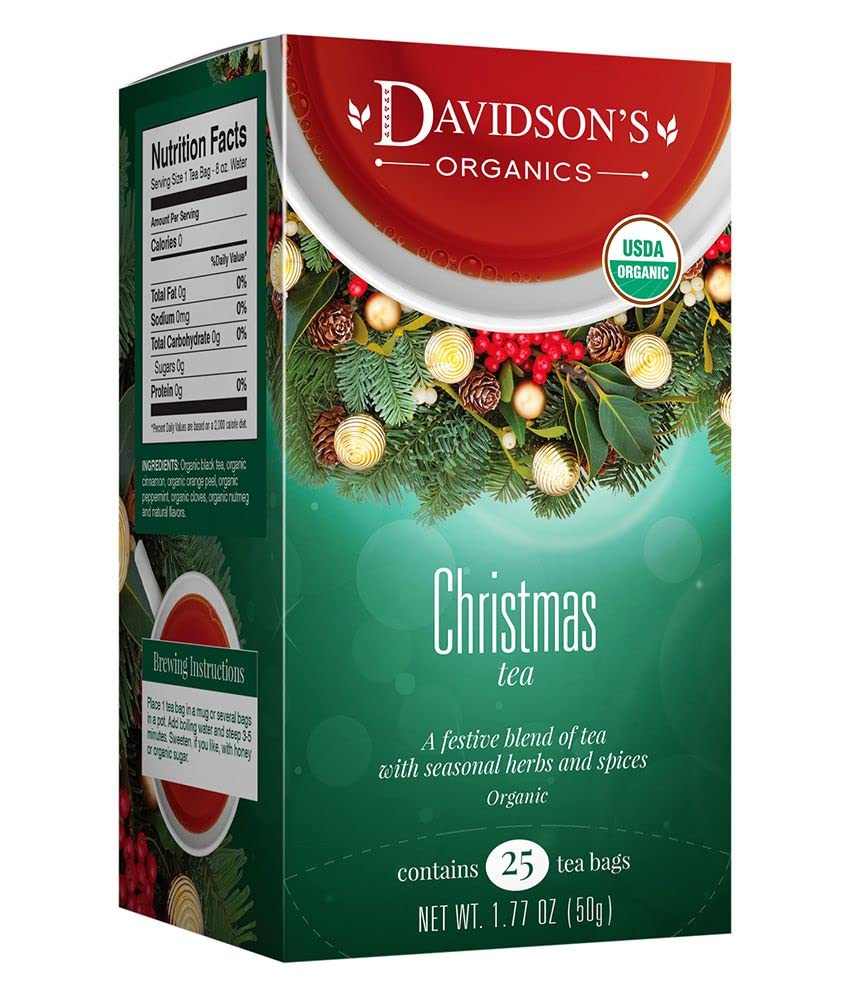 Davidson'S Organics, Christmas Tea, 25-Count Tea Bags, Pack Of 6