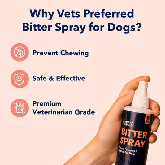 Vets Preferred Bitter Spray For Dogs - Anti Chew, Licking And Biting Spray – Deter Licking And Chewing Furniture Spray – 8 Oz