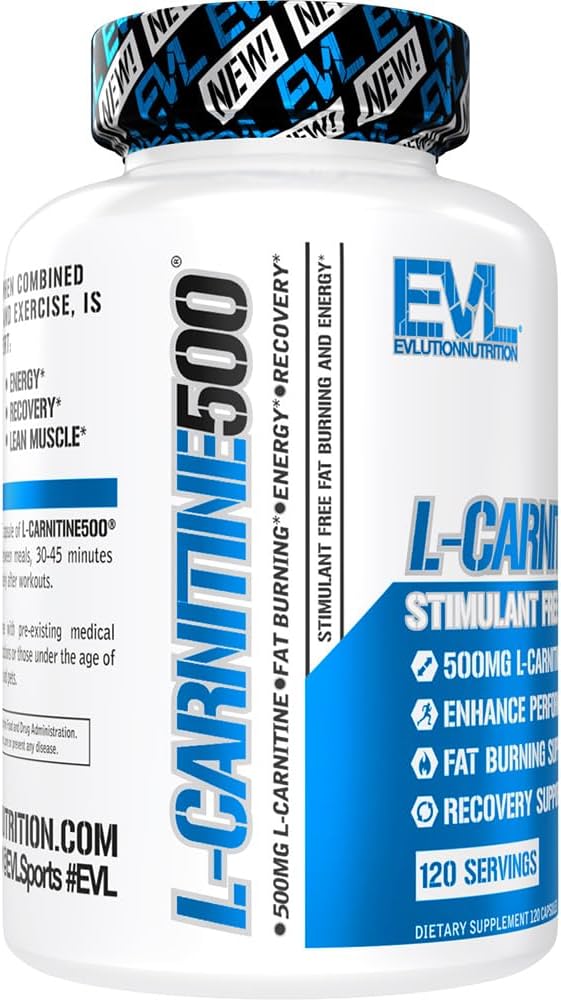 EVL L-Carnitine Supplement for Weight Loss Support - L carnitine 500mg Diet Pills For Weight Loss Lean Muscle Growth and Fat Burning Support with Stimulant Free L Carnitine L Tartrate - 120 Servings : Health & Household