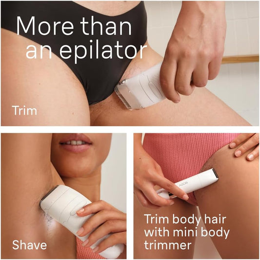 Braun Silk-Épil 7, Epilator With Wide Head For Easy Hair Removal, Wet & Dry, Lasting Smooth Skin, With Lady Shaver Head & Trimmer Comb, Body Mini Shaver, 7-441, White/Silver