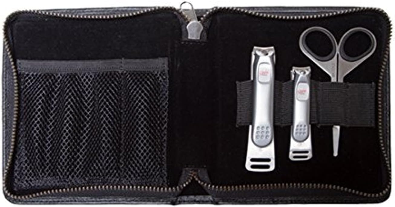 Seki Edge Men'S Premium Grooming Kit (Ms-01) Mens Grooming Kit With Nail Clippers & Nostril Scissor - Manicure & Pedicure Professional Grooming Kit With Genuine Leather Case