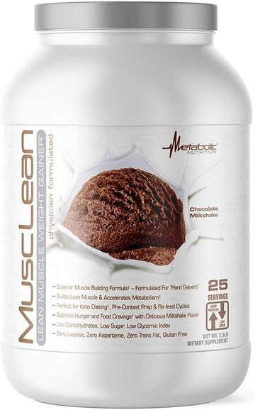 Metabolic Nutrition - Musclean - Milkshake, Whey High Protein Meal Replacement, Maintenance Nutrition, Low Carb, Keto Diet, Digestive Enzymes, Strawberry, 5 Pound (50 Ser)