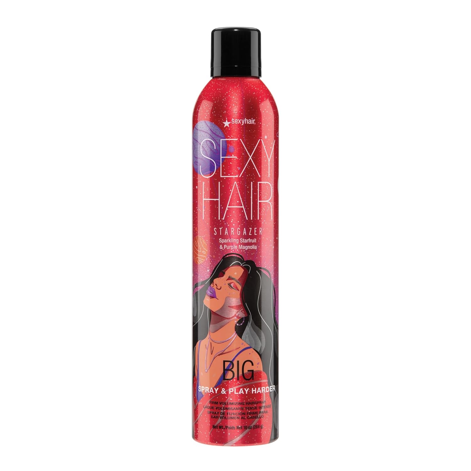 Sexyhair Big Spray & Play Harder Firm Volumizing Hairspray, 10 Oz | Stargazer | All Day Hold And Shine | Up To 72 Hour Humidity Resistance