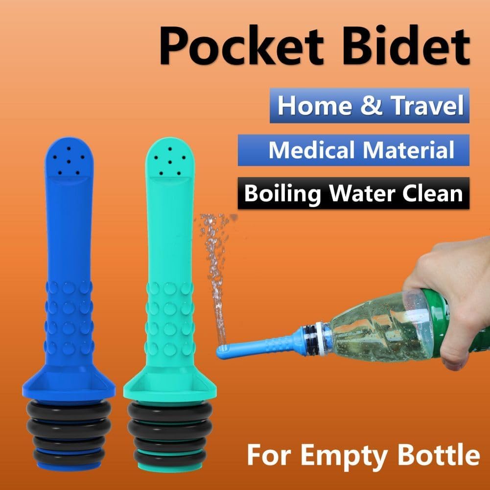 2PCS Backpacking Bidet - Portable Bidet for Toilet - Travel Bidets , Universal Shower Pipe for Traviling, Compatible with Every Bottle. Discreet,Ecological,Mini, Elderly,Sprayer (2pcs-Pocket Bidet) : Health & Household