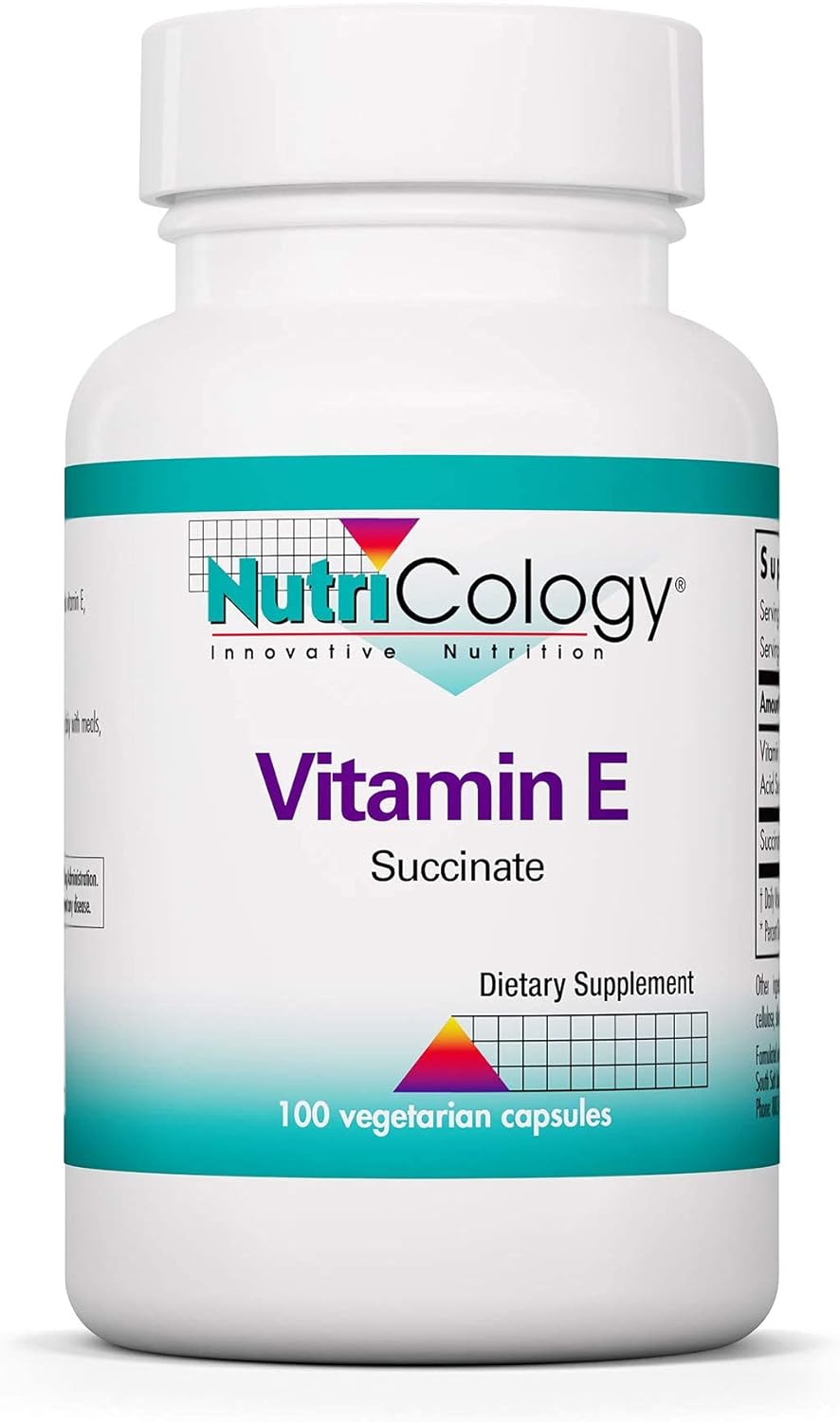 Nutricology Vitamin E Succinate Supplement - for Men & Women, 400 IU D-Alpha-Tocopheryl, Antioxidant, Vegetarian Capsules - 100 Count