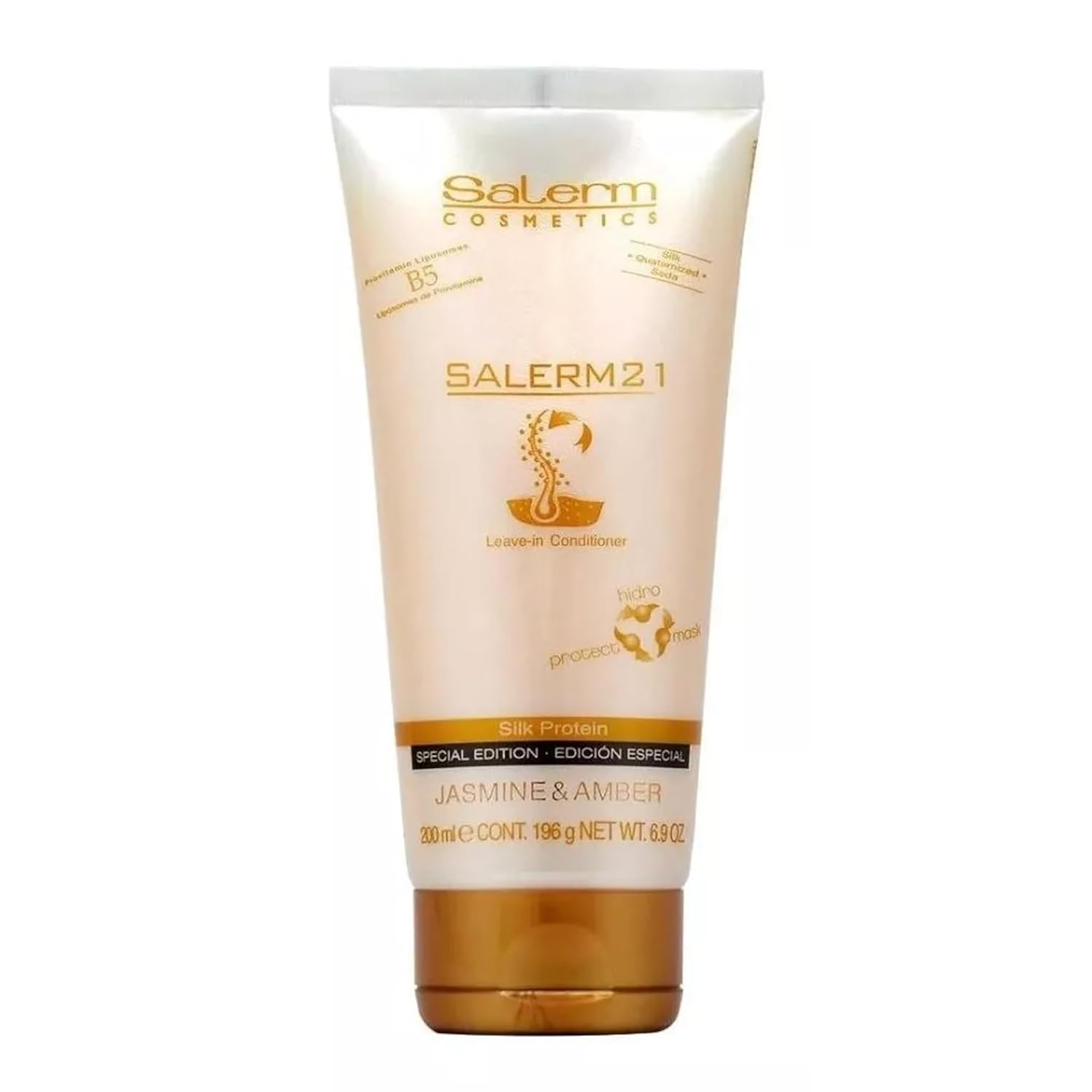 Salerm - 21 Jasmine And Amber - 200 Ml - Leave-In Mask And Conditioner - With Silk Proteins - Anti-Frizz - Split Ends Repair - Deep Hydration