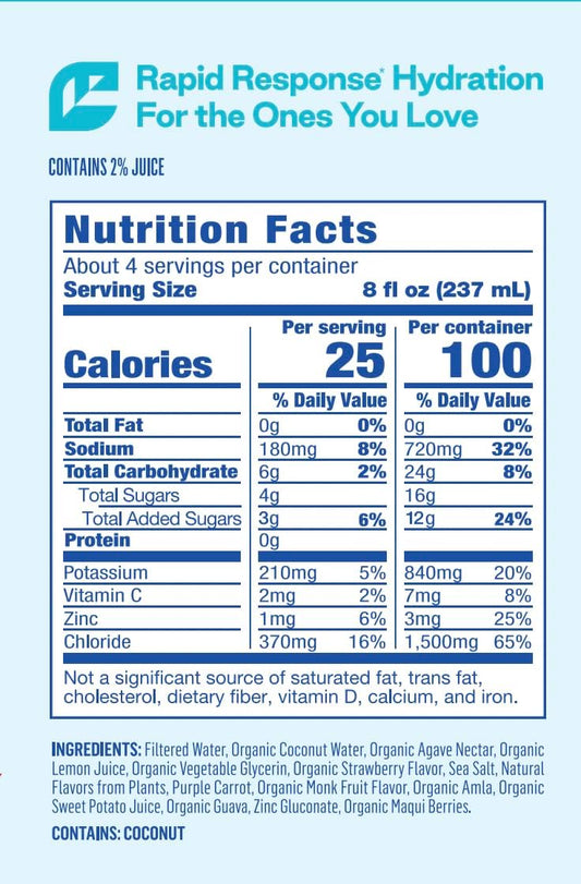Berri Lyte Plant Based Organic Electrolyte Solution – Pediatric Rehydration Drink – Low Sugar Strawberry Flavor, 1 L, 2 Ct