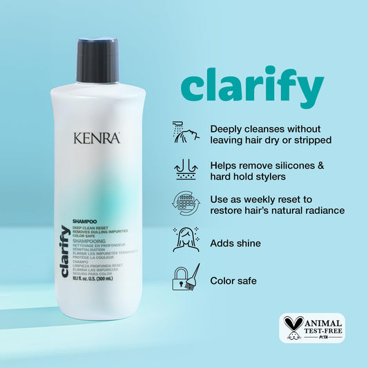 Kenra Clarify Shampoo | Deep Cleansing | Color-Safe | Removes Dulling Deposits & Product Build Up | Brightens Highlighted, Bleached, or Gray Hair | Adds Shine | All Hair Types