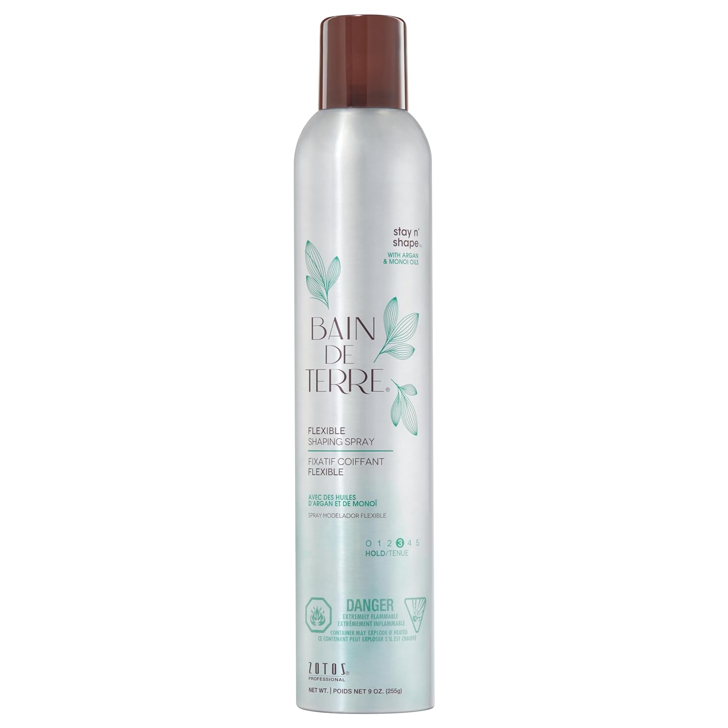 Bain de Terre Stay N' Shape Flexible Shaping Hair Spray | Creates Flexible Hold & Protects Against Humidity | Argan & Monoi Oils | Paraben Free | Color-Safe | 9 Fl Oz