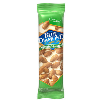 Blue Diamond Almonds, Whole Natural Flavored Snack Nuts, Single Serve Bags (1.5 Oz. Tubes, Pack Of 12)