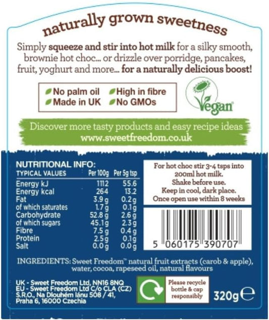 Sweet Freedom Choc Shot Brownie - 350 G | Natural Great Taste With Sweetness Derived From Fruit | Ideal For Coffee, Baking & Dessert | No Preservatives Or Allergens | Vegan | Only 13 Cal Per Teaspoon