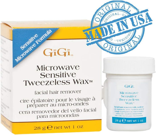 GiGi Sensitive Tweezeless Microwave Facial Hair Removal Wax, 1 oz x 2 pack