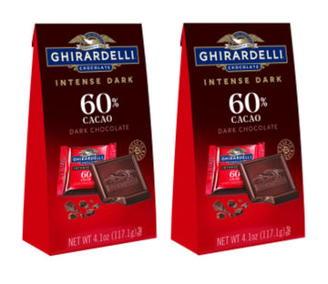 Ghirardelli 60% Cacao Dark Chocolate Intense Dark Medium Bag, 4.1 Oz Pack Of Two