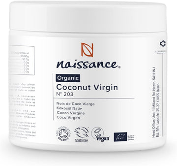 Naissance Organic Virgin Coconut Oil (solid) 250g - Pure, Natural, Certified Organic & Unrefined - Moisturising & Conditioning - Ideal for DIY Beauty Recipes