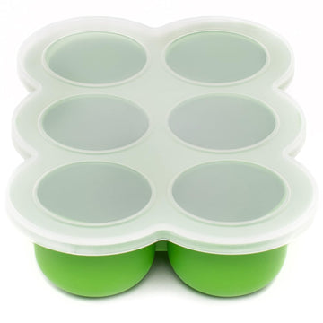 WeeSprout Silicone Freezer Tray with Clip on Lid Perfect Food Storage Container for Homemade Baby Food, Vegetable, Fruit Purees, and Breast Milk (Bright Green, Six 3 Ounce Sections)