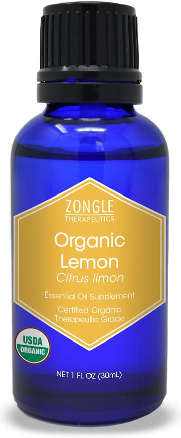 Organic Lemon Essential Oil By Zongle – 100% Pure Natural, Therapeutic & Food Grade For Wood, Cooking, Cleaning, Skin, Baking, Diffuser, Furniture, Drinking Water, Face – 1 Oz