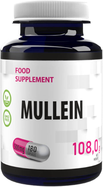 Hepatica Mullein Leaf Extract | 500Mg | 180 Vegan Capsules | High Strength Lung & Respiratory Support | Verbascum Thapsus Herbal Supplement
