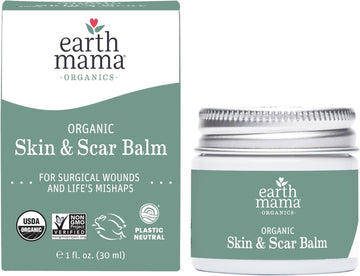 Earth Mama Organic Skin & Scar Balm |C-Section Recovery Skin Care, Pregnancy Stretch Mark Scar Cream With Organic Jojoba Oil, Tamanu Oil & Gotu Kola