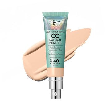 It Cosmetics Cc+ Cream Natural Matte Foundation With Spf 40 - Shine-Reducing & Long-Wear Full Coverage Foundation For Oily Skin - With Hyaluronic Acid - Fragrance Free & Non-Comedogenic - 1.08 Fl Oz