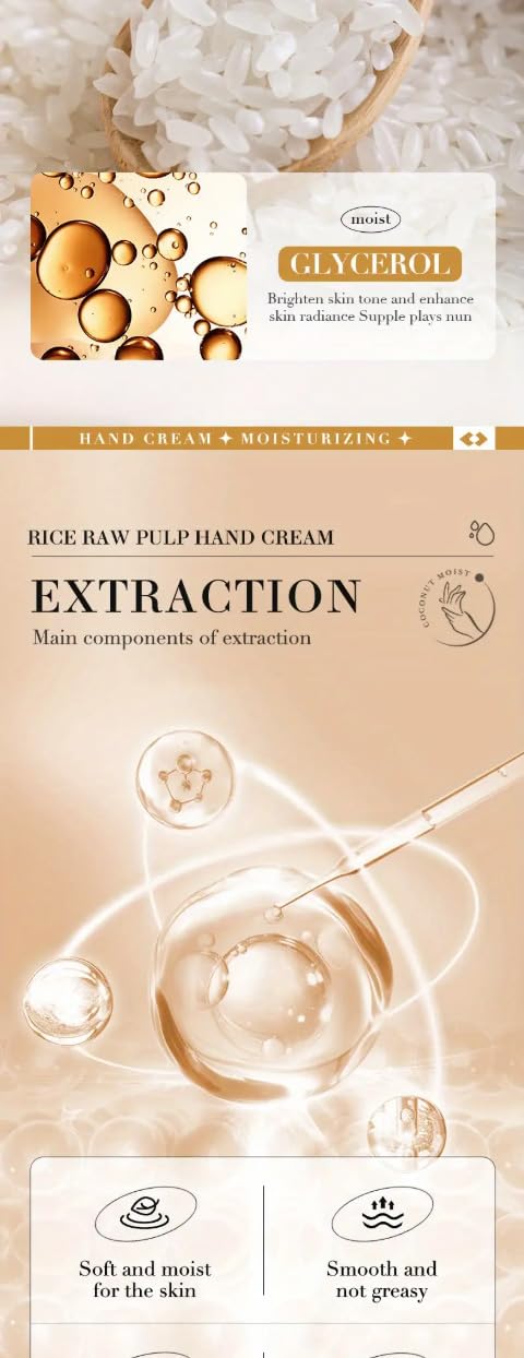 Bioaqua Rice Raw Pulp Hand Cream Rice Extract Hydrates Hands Smooth Skin Care 30G / 1.06Oz (3) : Beauty & Personal Care
