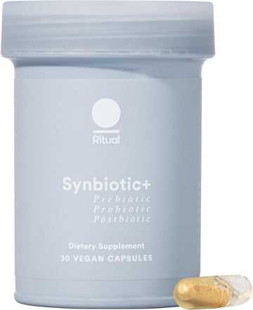 Ritual Synbiotic+ Prebiotic, Probiotic, Postbiotic, 3-In-1 Formula For Gut And Digestive Health, Regularity, Bloat, Immune Support, Vegan Delayed-Released Capsule, Probiotics For Women And Men, 30 Day