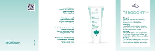 Tebodont-F Toothpaste With Fluoride, For Daily Oral And Dental Care, Prevention Of Tooth Decay, Helps Relieve Irritated Gums And Oral Mucosa And Enhances Plaque Removal, Contains Tea Tree Oil