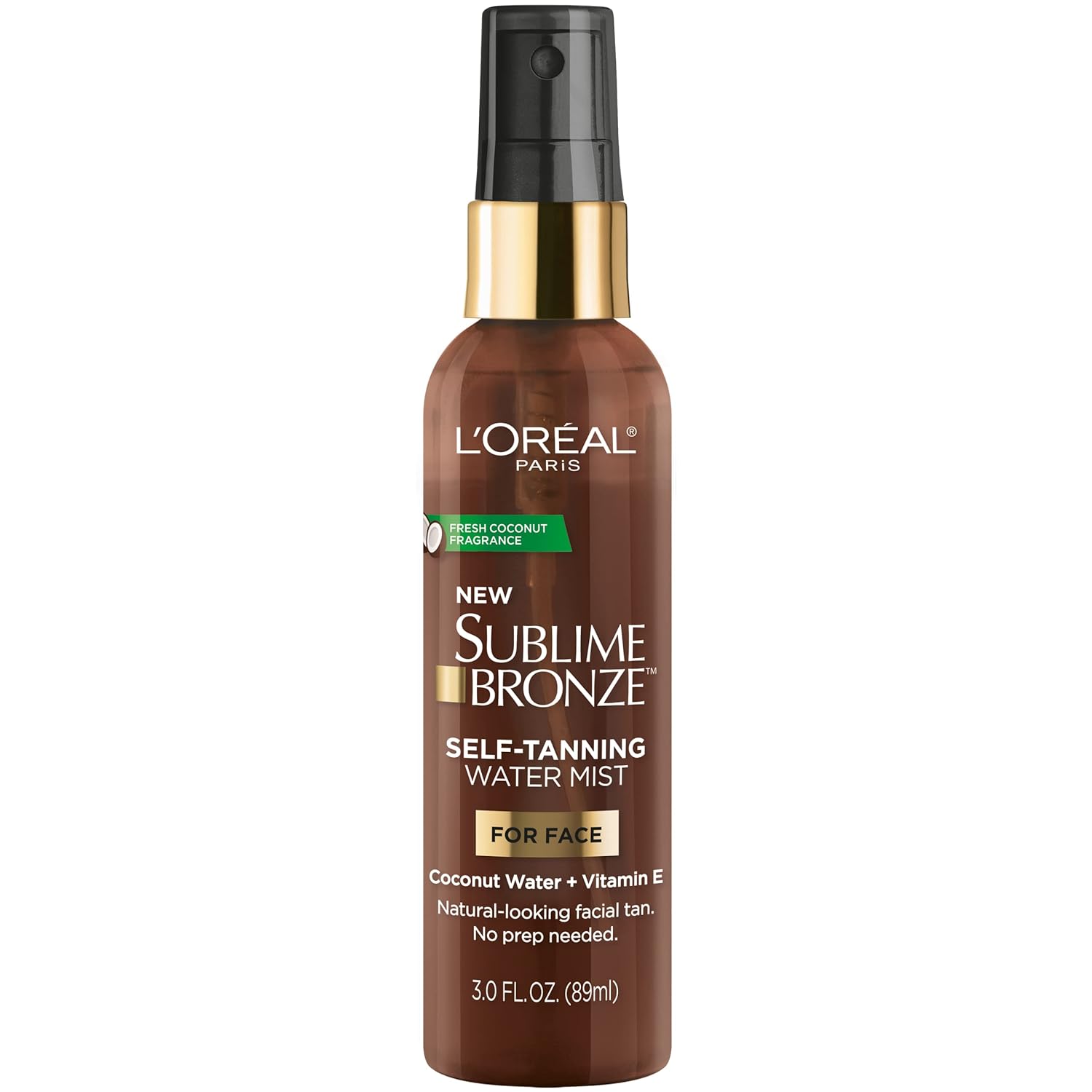 L'Oreal Paris Sublime Bronze Self Tanning Facial Mist, Water-Based Formula, Coconut Water & Vitamin E, 3 Fl. Oz